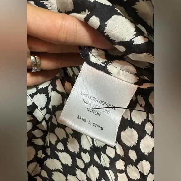 Tory Burch Long Sleeve Button Down Animal Print Cotton Shirt Size 6 - Picture 7 of 8